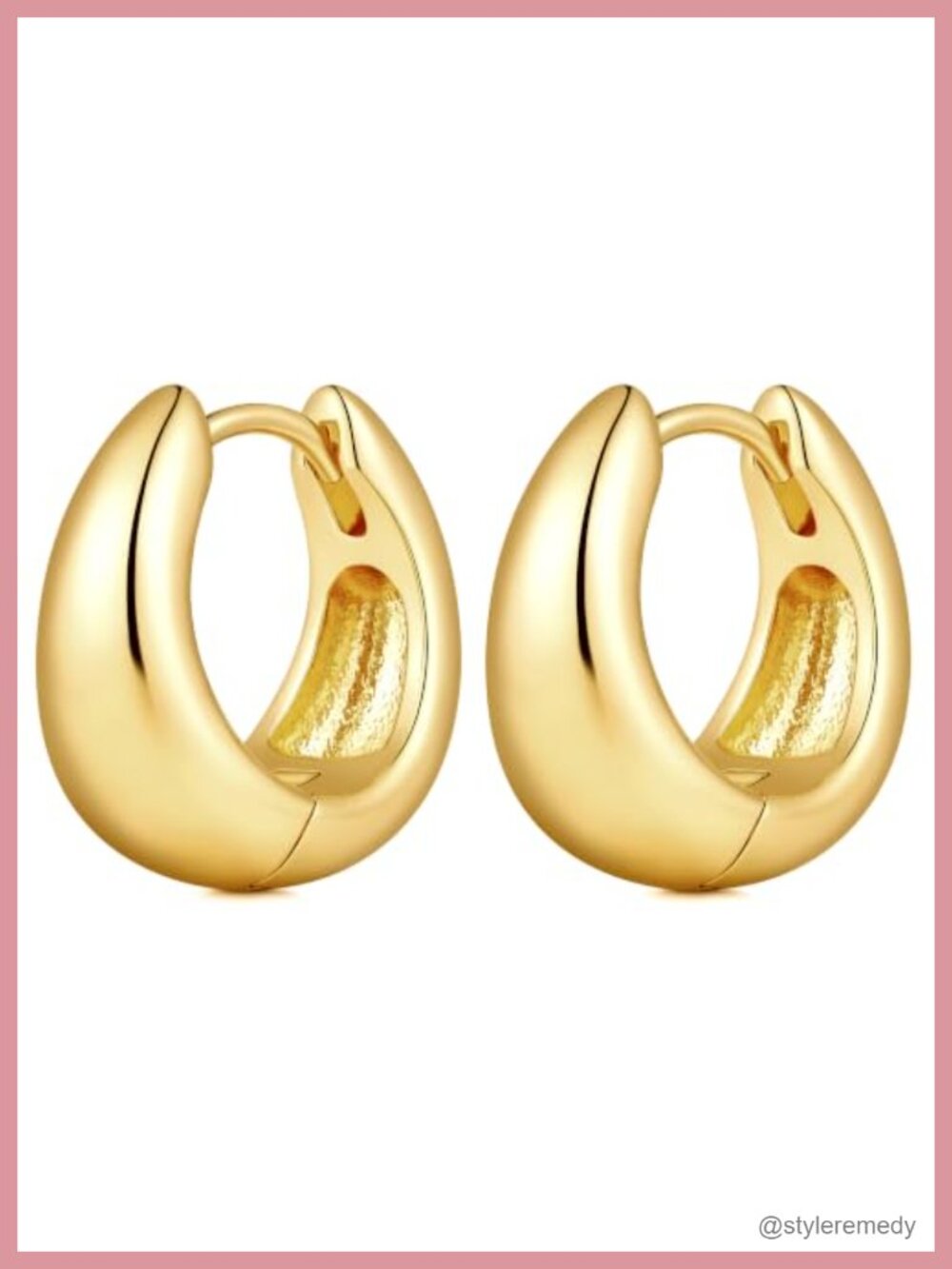 14k Gold Plated Chunky Hoop Earrings Small Hinged Huggie